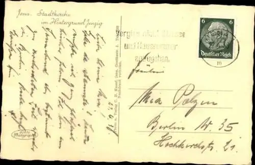 Ak Jena in Thüringen, Stadtkirche, Jenzig, Panorama