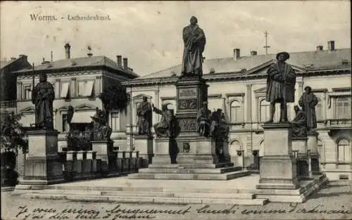 Ak Worms am Rhein, Lutherdenkmal