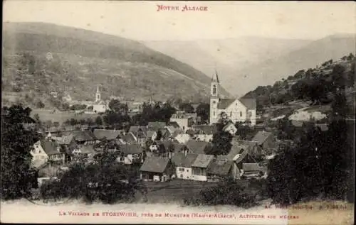 Ak Stosswihr Haut Rhin, Blick auf den Ort, Kirche, Berge