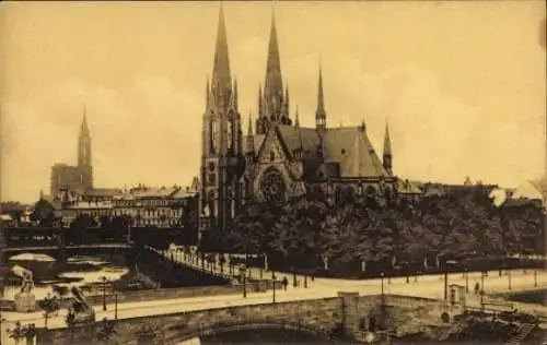 Ak Strasbourg Straßburg Elsass Bas Rhin, Garnisonkirche und Münster