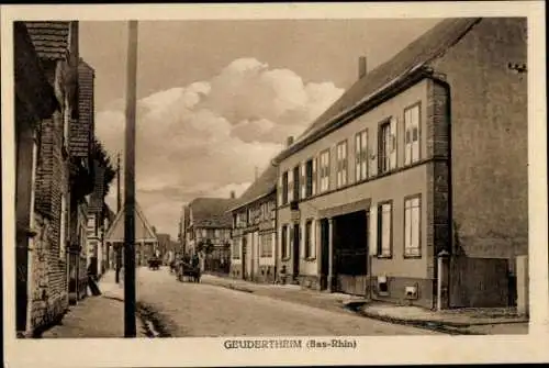 Ak Geudertheim Elsass Bas Rhin, Straßenpartie