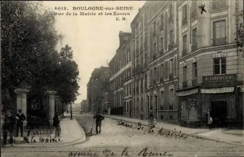 Ak Boulogne sur Seine Hauts de Seine, Rue de la Mairie und die Schulen