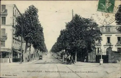 Ak Billancourt Hauts de Seine, Boulevard de Strasbourg, aufgenommen vom Rond Point