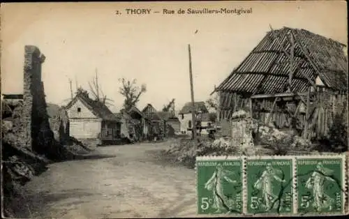 Ak Thory Yonne, Rue de Sauvillers Montgival