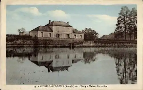 Ak Le Mesnil Saint Denis Yvelines, Teich, Waldhaus