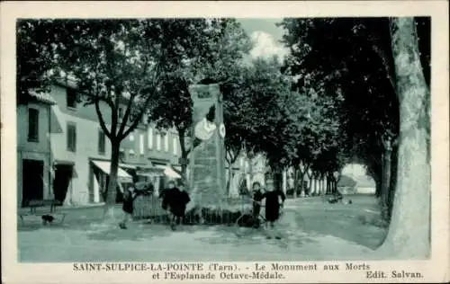 Ak Saint Sulpice la Pointe Tarn, Kriegsdenkmal und Esplanade Octave Médale