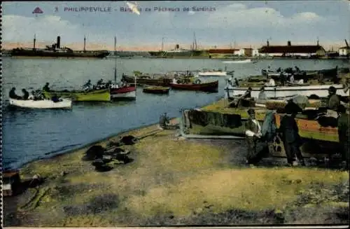 Ak Philippeville Skikda Algerien, Sardinenfischer