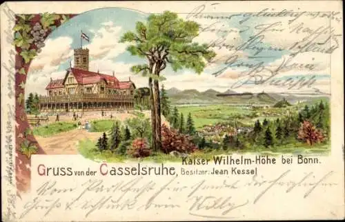 Litho Bonn am Rhein, Casselsruhe, Kaiser Wilhelm Höhe, Jean Kessel