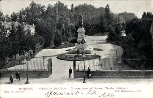 Ak Modena Emilia-Romagna, Giardino Pubblieo, Monumento al Gener, Nicola Fabbrizi