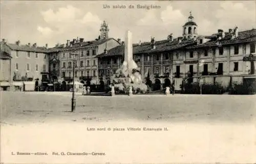 Ak Savigliano Piemonte, Lato nord di piazza Vittorio Emanuele II.