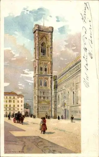 Künstler Litho Firenze Florenz Toscana, Campanile di Giotto