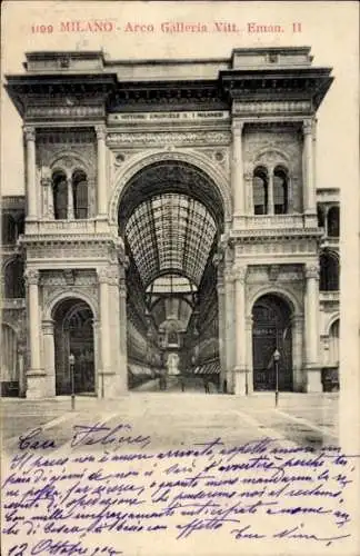 Ak Milano Mailand Lombardia, Arco Galleria Vitt. Eman. II.