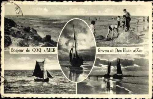 Ak Den Haag Südholland Niederlande, Strandleben, Abendstimmung, Segelboote