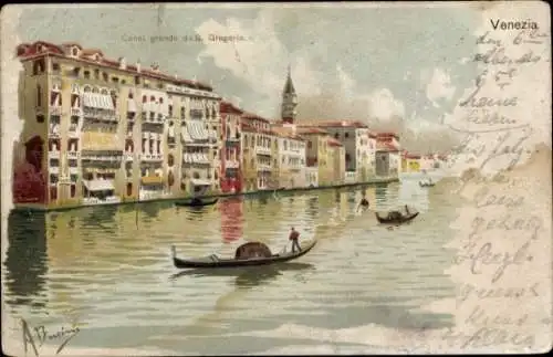 Künstler Litho Bucinis, A., Venezia Venedig Veneto, Canal grande da S. Gregorio