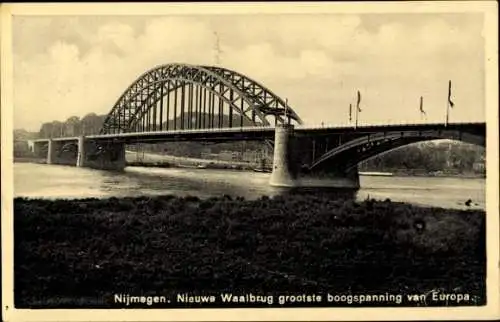 Ak Nijmegen Gelderland, Nieuwe Waalbrug größter Ausflug Europas