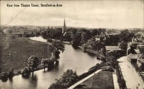 Ak Stratford upon Avon Warwickshire England, Blick vom Theater Turm