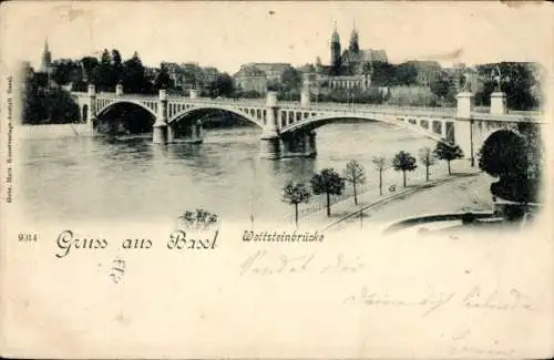 Ak Basel Bâle Stadt Schweiz, Wettsteinbrücke