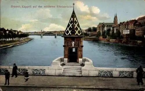 Ak Basel Bâle Stadt Schweiz, Mittlere Rheinbrücke