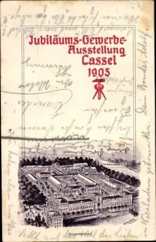 Künstler Ak Kassel in Hessen, Jubiläums Gewerbeausstellung 1905, Gesamtansicht