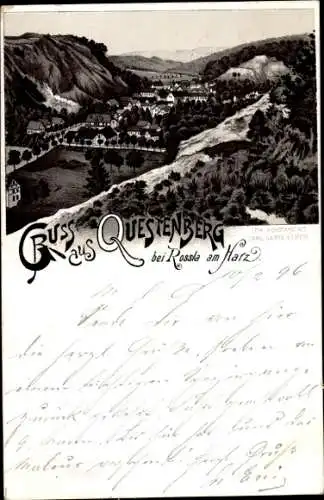 Litho Questenberg Südharz, Blick auf den Ort