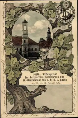 Ak Königsbrück in der Oberlausitz, 50jähriges Stiftungsfest des Turnvereins, Gauturnfest 1912