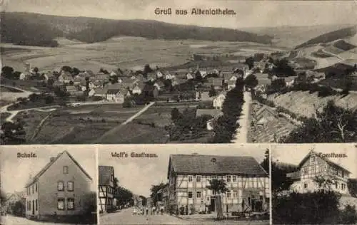 Ak Altenlotheim Frankenau in Hessen, Schule, Gasthaus, Forsthaus