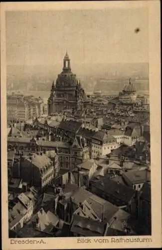 Ak Dresden Altstadt, Blick vom Rathausturm, Frauenkirche
