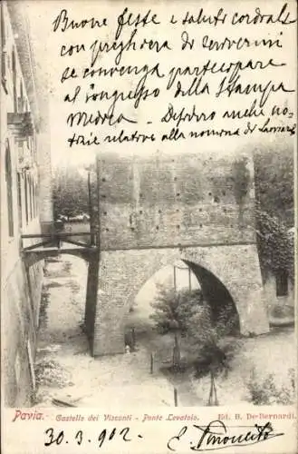 Ak Pavia Lombardia, Ponte Levatioa, Castello dei Visconti