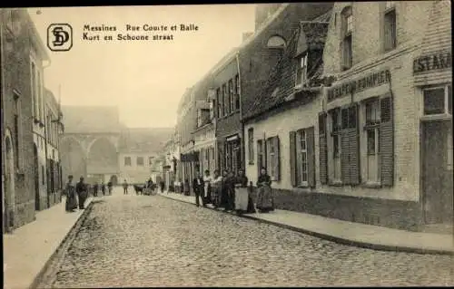 Ak Messines Mesen Westflandern, Rue Courte et Balle