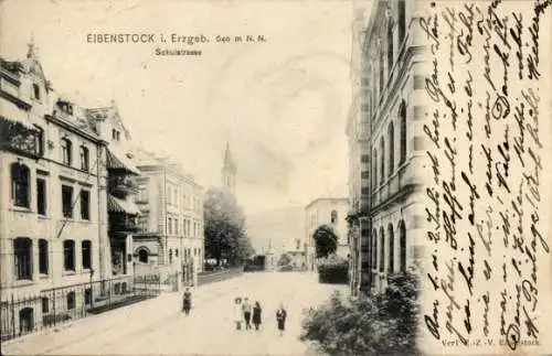 Ak Eibenstock im Erzgebirge Sachsen, Schulstraße