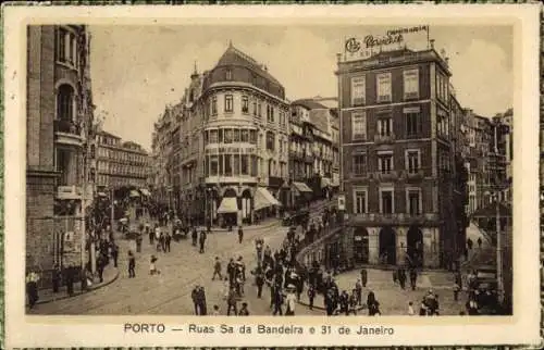 Ak Porto Portugal, Ruas Sa da Bandeira e 31 de Janeiro