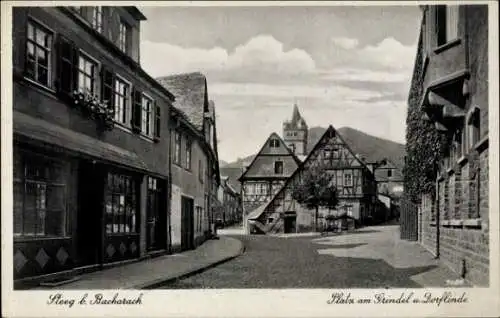 Ak Steeg Bacharach am Rhein, Platz am Grindel, Dorflinde