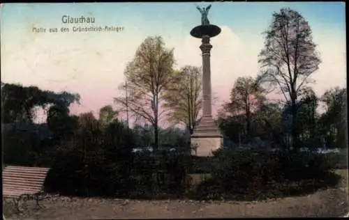 Ak Glauchau in Sachsen, Gründelteich, Anlagen