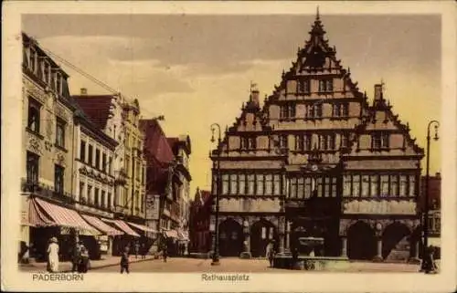 Ak Paderborn in Nordrhein Westfalen, Partie am Rathausplatz, Passanten