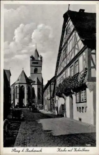 Ak Steeg Bacharach am Rhein, Kirche, Zehnthaus