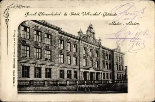 Ak Baden Baden am Schwarzwald, Großherzogliche Oberrealschule, Städtische Volksschule