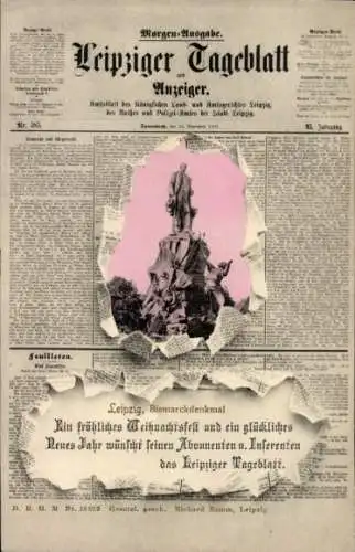 Zeitungs Ak Leipzig, Bismarck-Denkmal, Leipziger Tageblatt und Anzeiger