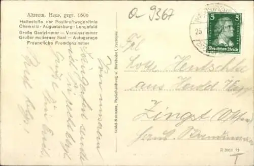 Ak Waldkirchen Grünhainichen im Erzgebirge Sachsen, Gasthof Ober-Waldkirchen