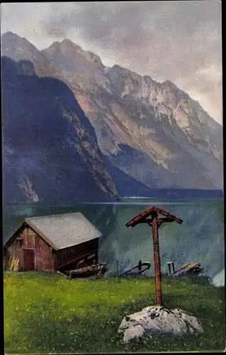 Ak Nenke & Ostermaier Serie 286 Nr 4415, Oberbayern, Bei der Saletalpe am Königssee