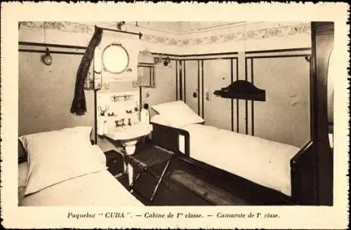 Ak Paquebot Cuba, CGT, Kabine 1. Klasse
