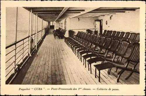 Ak Paquebot Cuba, CGT French Line, Promenadenbrücke 1. Klasse