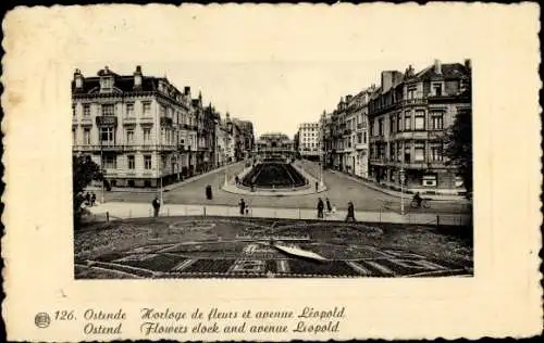 Ak Ostende Ostende Westflandern, Blumenuhr, Avenue Leopold