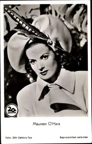 Ak Schauspielerin Maureen O'Hara, Portrait, Hut