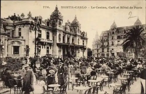 Ak Monte Carlo Monaco, das Casino, Café und Hotel de Paris