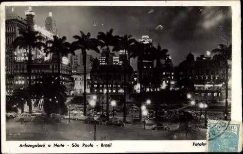 Ak São Paulo Brasilien, Panorama, Anhangabaú Park bei Nacht