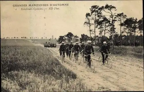 Ak Tolle Herbstmanöver, Radfahrer-Scouts