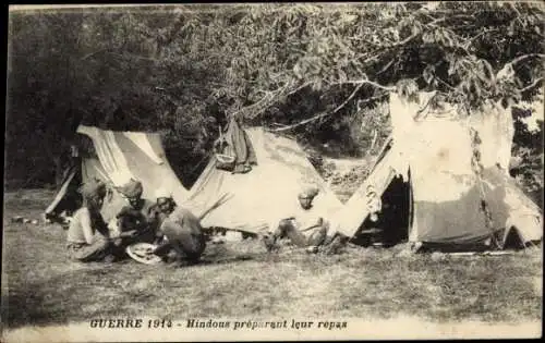 Ak-Krieg 1914, Hindus bereiten ihr Essen zu