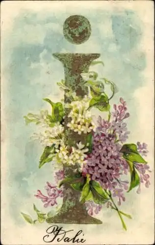 Präge Buchstaben Litho Buchstabe I, Blumen