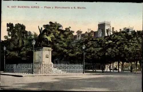 Ak Buenos Aires Argentinien, Plaza y Monumento S. Martin