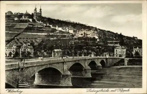 Ak Würzburg am Main Unterfranken, Ludwigsbrücke, Käppele